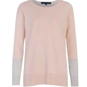 French Connection Peach & Gray Color Block Long Sleeve Sweater Women Medium NEW